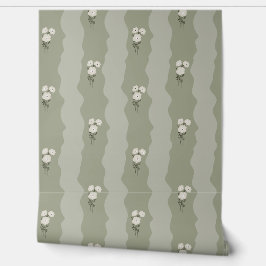 Soft Green Floral Behang