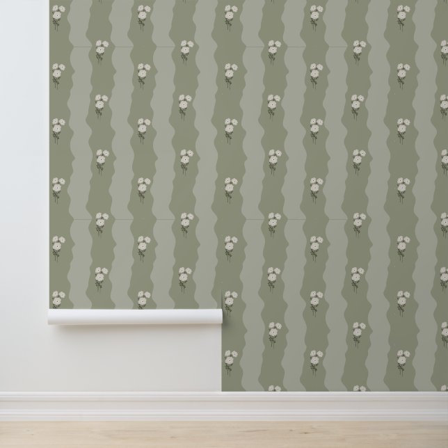 Soft Green Floral Behang (Applicatie)