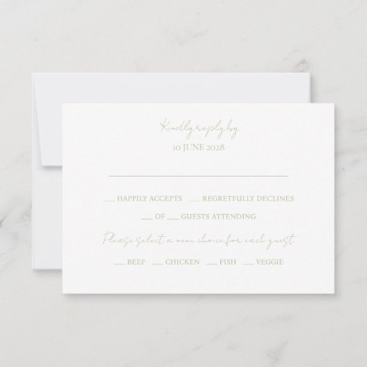 Soft Green Floral Monogramme Mariage RSVP (Dos)