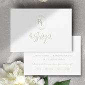 Soft Green Floral Monogramme Mariage RSVP