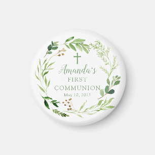 Soft Green Leaf First Communion Magnet