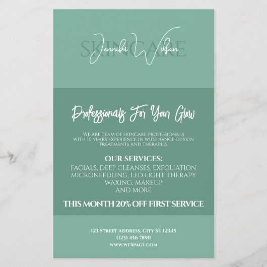 Soft green mint tone skincare flyer (Voorkant)