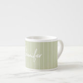 Soft Green Striped Hand die de Naam van de Douane  Espresso Kop (Voorkant rechts)