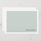 Soft Green Stylish Minimalist Note-Kaart Notitiekaartje (Voorkant / Achterkant)