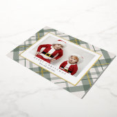 Soft Green Tartan Plaid Christmas Folie Kaart (Gedraaid)