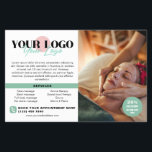 Soft Green Your Logo Photos QR Spa Salon<br><div class="desc">Circulaire marketing pour avec des détails verts doux pour un spa, salon, massothérapeute ou plus avec vos photos, logo, et code QR. Ajoutez votre texte, vos services, une offre de réduction, des informations de contact, l'adresse, les heures d'ouverture, et sur le texte, les médias sociaux et plus encore. Un prospectus...</div>