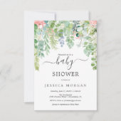 Soft Greenery Baby shower Invitation Kaart (Voorkant)