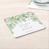 Soft Greenery bruiloft Onderzetters (Schuin)