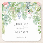 Soft Greenery bruiloft Onderzetters (Voorkant)