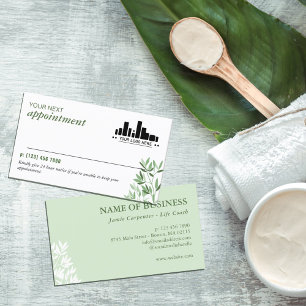 Soft Greenery Spa Massage Therapy Logo Afsprakenkaartje