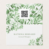 Soft Greenery Therapeut Foto & QR-code Visitekaartjes (Buitenkant ongevouwen)
