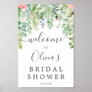 Soft Greenery Vrijgezellenfeest Welcome Sign Poster