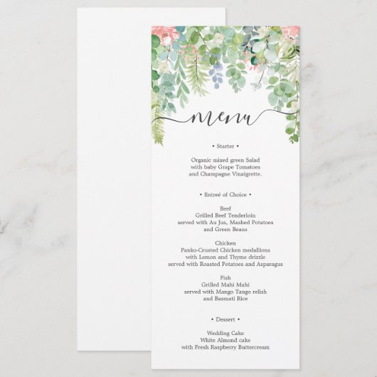 Soft Greenery Wedding Menu of Vrijgezellenfeest Kaart (Voorkant / Achterkant)