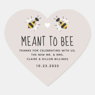 Soft Greige Meant to bee Honey Wedding Favor Hart Sticker
