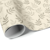 Soft Grey Beige Botanical Branch Print Gift Cadeaupapier (Rol Hoek)