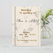 Soft Grey Elegant Wedding Invitation | Romantic & Kaart (Staand voorkant)