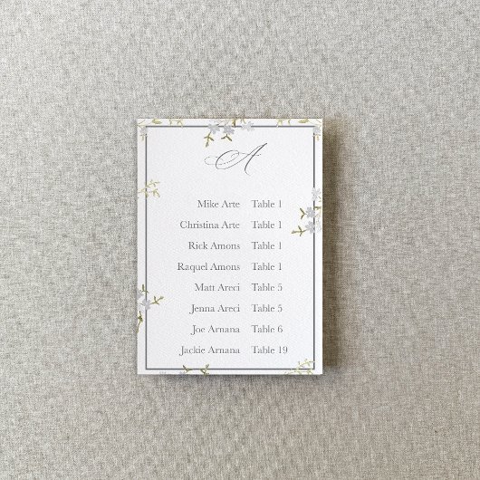 Soft Grey Floral Elegant Wedding Seating Chart Kaart