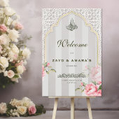 Soft Grey & Florals Islamic Wedding Acrylic Sign