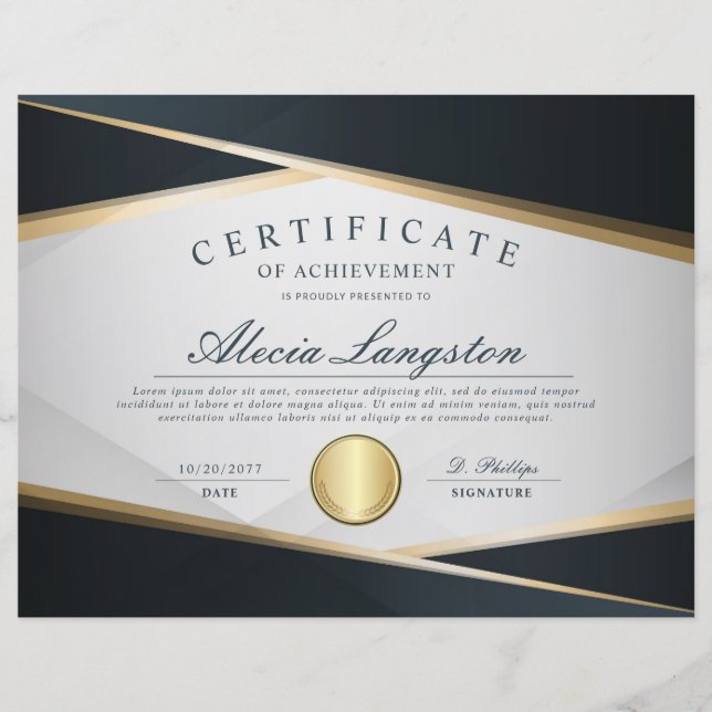 Soft Grey & Gold Certificate of Achievement Award (Voorkant)