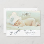 Soft Grey Oh Baby Faire-part de naissance moderne (Devant / Derrière)