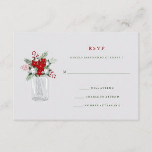 Soft Grey Winter Holiday Mason Jar Mariage RSVP