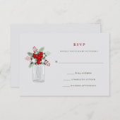 Soft Grey Winter Holiday Mason Jar Mariage RSVP (Devant / Derrière)