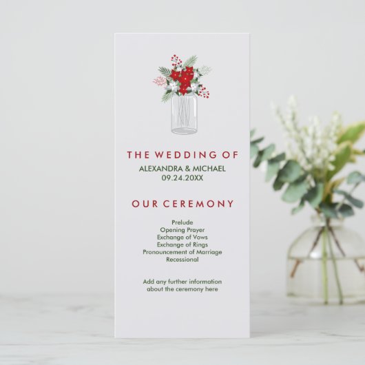 Soft Grey Winter Holiday Mason Jar Programme de ma (Debout devant)