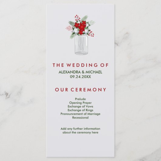 Soft Grey Winter Holiday Mason Jar Programme de ma (Devant)