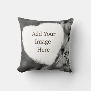 Soft Heart Shape Zwart-wit Voeg uw foto toe Kussen