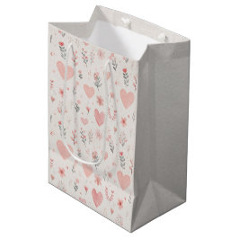 Soft Hearts Floral Gift Bag Medium Cadeauzakje