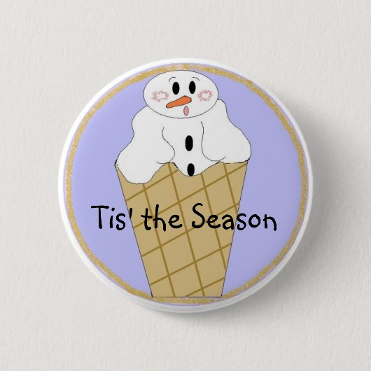 Soft Ice Cream Snowman Ronde Button 5,7 Cm (Voorkant)