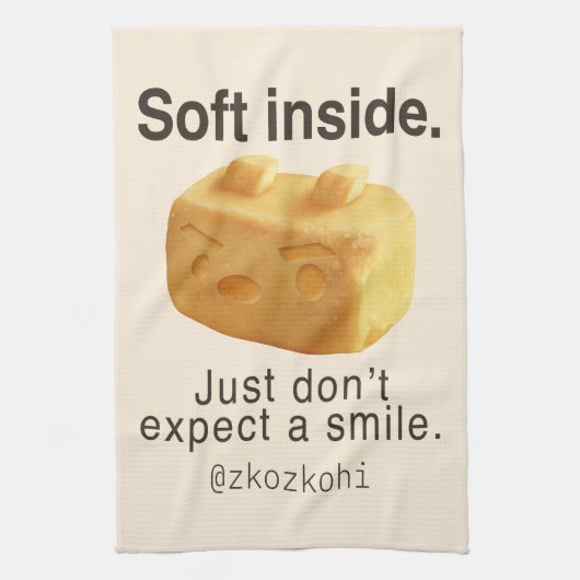 Soft Inside: Iron T Pineapple Cake Funny Quote Art Theedoek (Verticaal)