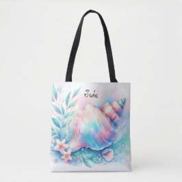 Soft Iridescent Pastel Hues Conch Seashell Draagtas