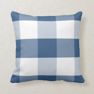 Soft Iris Blue en white reversisible gingham plaid Kussen