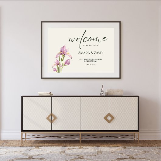 Soft Ivory & Iris bruiloft welkom Acryl Bord