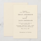 Soft Ivory Moderne Élégance Chic Faire-part de mar (Devant / Derrière)