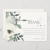 SOFT IVORY WHITE FLORA BUNCH FIRST HOLY COMMUNION BEDANKKAART (Voorkant / Achterkant)