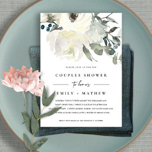 SOFT IVORY WHITE FLORA WATERVERF COUPLY SHOWER KAART
