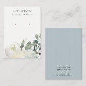 SOFT IVORY WHITE FLORAL BUNCH EARRING DISPLAY VISITEKAARTJE (Voorkant / Achterkant)