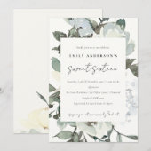 SOFT IVORY WHITE FLORAL BUNCH SWEET 16 BIRTHDAY KAART (Voorkant / Achterkant)