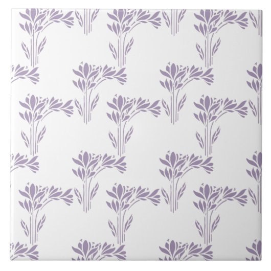 Soft Lavender Botanical Pattern Tile Tegeltje (Voorkant)