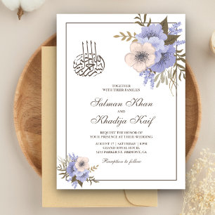 Soft Lavender Floral Islamic Muslim Wedding Kaart