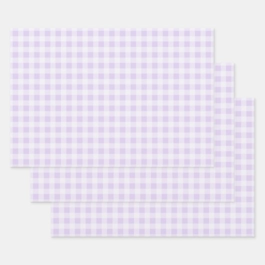 Soft Lavender Gingham Wrapping Paper Sheets (Set)