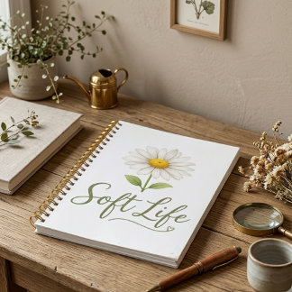 Soft Life Aesthetic Daisy Watercolor Spiral Notebo Notitieboek
