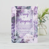Soft Lila & Blush Bloemen bruiloft Kaart (Staand voorkant)