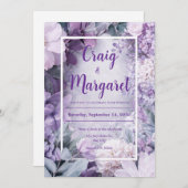 Soft Lila & Blush Bloemen bruiloft Kaart (Voorkant / Achterkant)