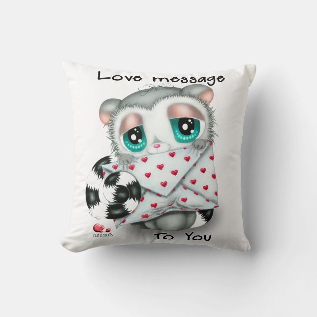 Soft Love Declaration by Message from cute Lemur Kussen (Voorkant)