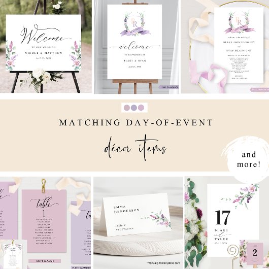 Soft Mauve, Personnalisé avec Nom Invité Menu Chic
