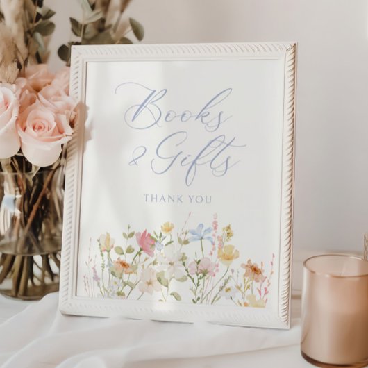 Soft Meadow Blue Script Boeken en geschenken Poster