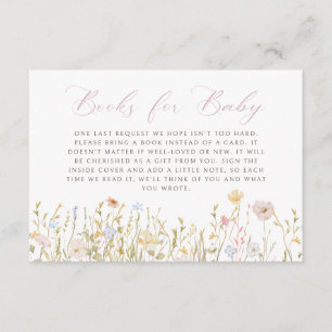 Soft Meadow Pink Script Boeken voor Baby Informatiekaartje